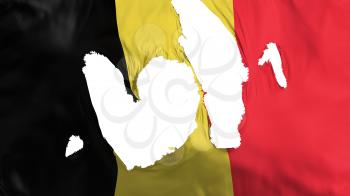 Ragged Belgium flag, white background, 3d rendering