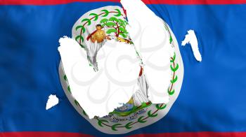 Ragged Belize flag, white background, 3d rendering