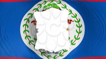 Square hole in the Belize flag, white background, 3d rendering