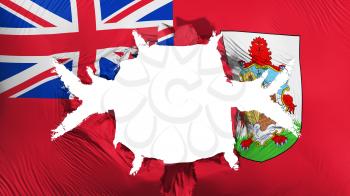 Bermuda flag with a big hole, white background, 3d rendering