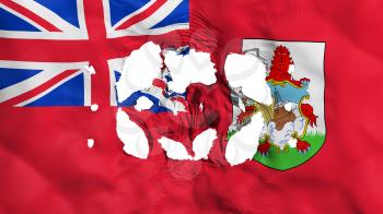 Holes in Bermuda flag, white background, 3d rendering