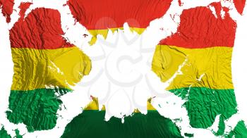 Bolivia torn flag fluttering in the wind, over white background, 3d rendering