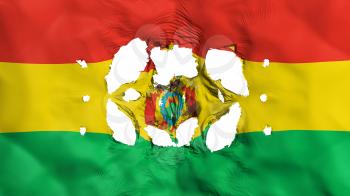 Holes in Bolivia flag, white background, 3d rendering
