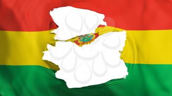 Tattered Bolivia flag, white background, 3d rendering