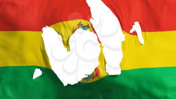 Ragged Bolivia flag, white background, 3d rendering