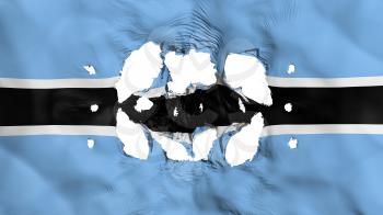 Holes in Botswana flag, white background, 3d rendering