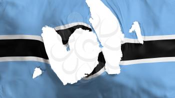 Ragged Botswana flag, white background, 3d rendering