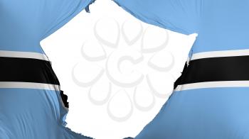 Cracked Botswana flag, white background, 3d rendering