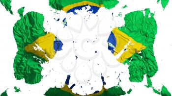 Scattered Brazil flag, white background, 3d rendering