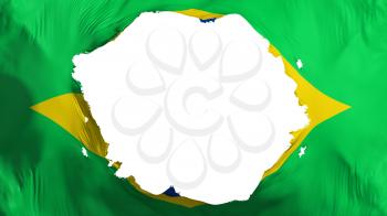 Broken Brazil flag, white background, 3d rendering