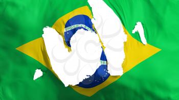 Ragged Brazil flag, white background, 3d rendering