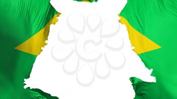 Brazil flag ripped apart, white background, 3d rendering