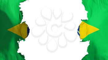 Blasted Brazil flag, against white background, 3d rendering