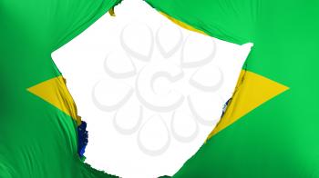 Cracked Brazil flag, white background, 3d rendering