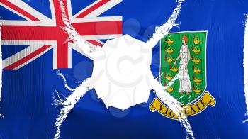 British Virgin Islands flag with a hole, white background, 3d rendering