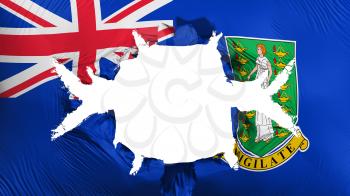 British Virgin Islands flag with a big hole, white background, 3d rendering