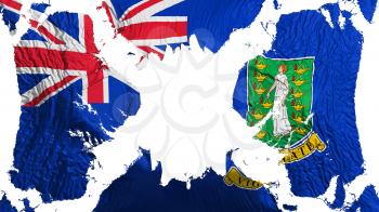 British Virgin Islands torn flag fluttering in the wind, over white background, 3d rendering