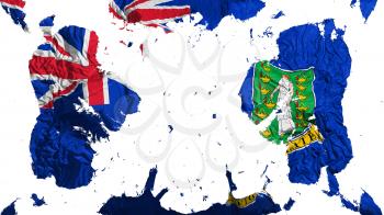 Scattered British Virgin Islands flag, white background, 3d rendering