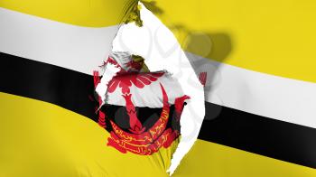 Damaged Brunei flag, white background, 3d rendering