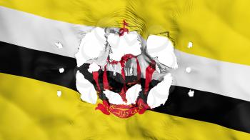 Holes in Brunei flag, white background, 3d rendering