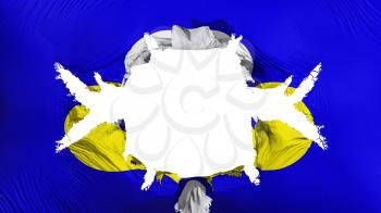 Bruxelles, capital of Belgium flag with a big hole, white background, 3d rendering