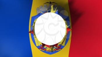 Bucharest, capital of Romania flag ripped apart, white background, 3d rendering