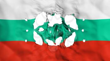 Holes in Bulgaria flag, white background, 3d rendering