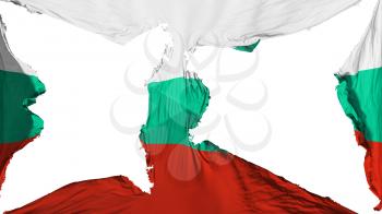 Destroyed Bulgaria flag, white background, 3d rendering