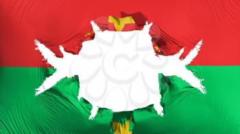 Burkina Faso flag with a big hole, white background, 3d rendering