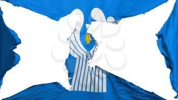 Destroyed Commonwealth of Independent States flag, white background, 3d rendering