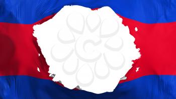 Broken Cambodia flag, white background, 3d rendering
