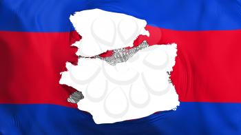 Tattered Cambodia flag, white background, 3d rendering