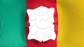 Square hole in the Cameroon flag, white background, 3d rendering