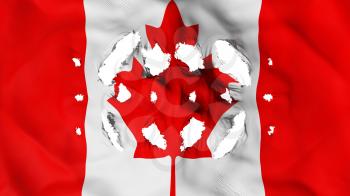 Canada flag with a small holes, white background, 3d rendering