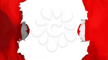 Blasted Canada flag, against white background, 3d rendering