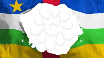 Broken Central African Republic flag, white background, 3d rendering