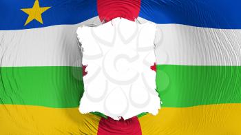 Square hole in the Central African Republic flag, white background, 3d rendering