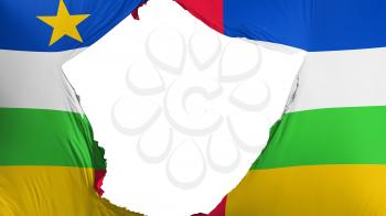 Cracked Central African Republic flag, white background, 3d rendering