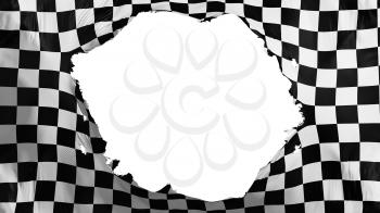 Broken Checkered flag, white background, 3d rendering