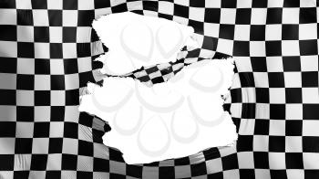 Tattered Checkered flag, white background, 3d rendering