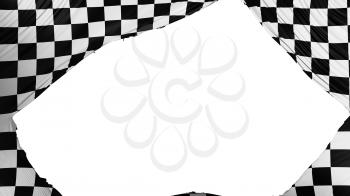Divided Checkered flag, white background, 3d rendering