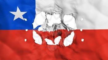 Holes in Chile flag, white background, 3d rendering