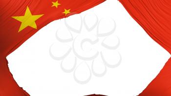 Divided China flag, white background, 3d rendering