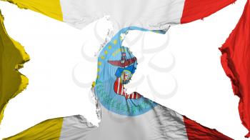 Destroyed Columbus city, capital of Ohio state flag, white background, 3d rendering