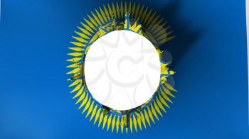 Hole cut in the flag of Commonwealth of Nations, white background, 3d rendering