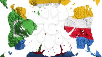 Scattered Comoros flag, white background, 3d rendering