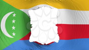 Square hole in the Comoros flag, white background, 3d rendering