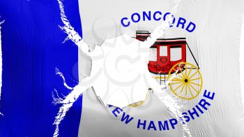 Concord city, capital of New Hampshire state flag with a hole, white background, 3d rendering