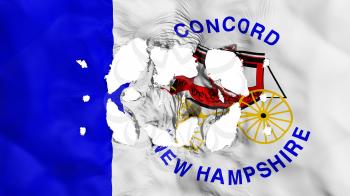 Holes in Concord city, capital of New Hampshire state flag, white background, 3d rendering