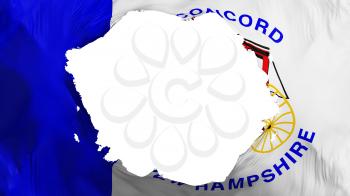 Broken Concord city, capital of New Hampshire state flag, white background, 3d rendering